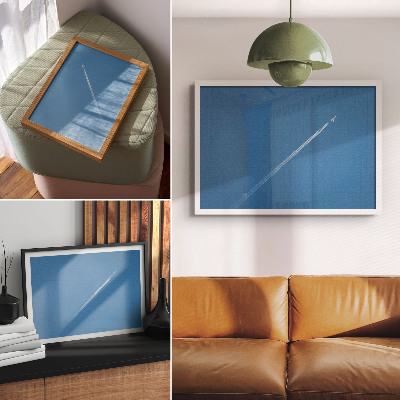 Poster Airplane in the sky blue background dynamic atmosphere