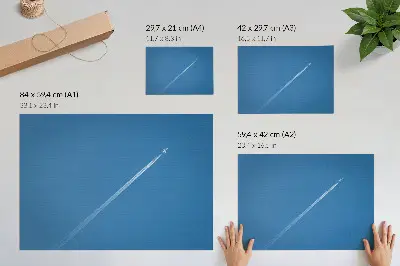 Poster airplane in the sky with a dynamic blue atmosphere