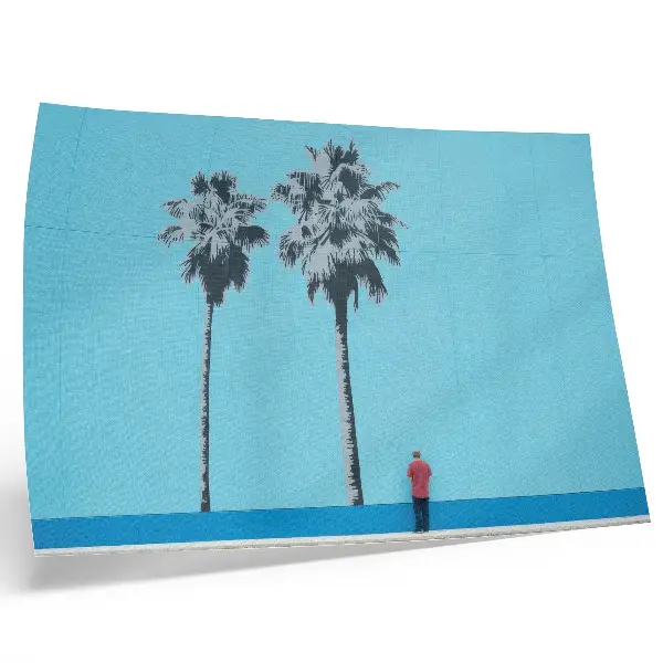 Decorative canvas print two palm trees mural in contrasting colors