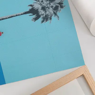 Decorative canvas print two palm trees mural in contrasting colors