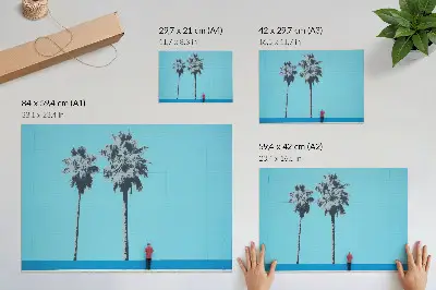 Decorative canvas print two palm trees mural in contrasting colors