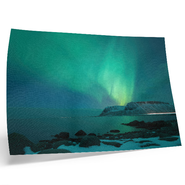 Photo canvas Green aurora, shimmering lights, calm surface