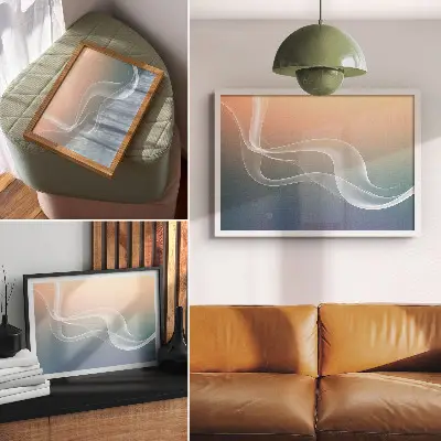 Pastel waves poster subtle elegance harmony