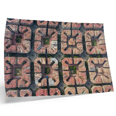Photo canvas with geometric layout in neutral colors of the city
