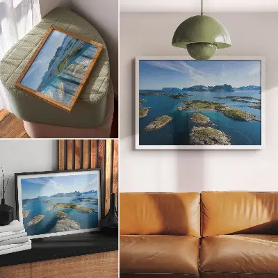 Photo canvas islands with mountains under a blue sky with green vegetation