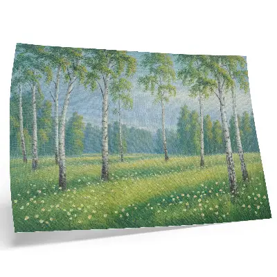 Poster majestic birch trees in a green flower meadow