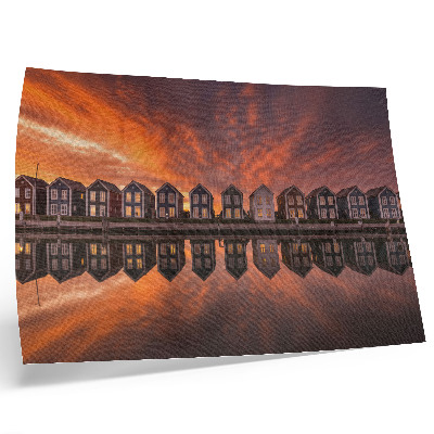 Decorative canvas print Colorful houses by the water in the sunset light