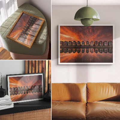 Decorative canvas print Colorful houses by the water in the sunset light