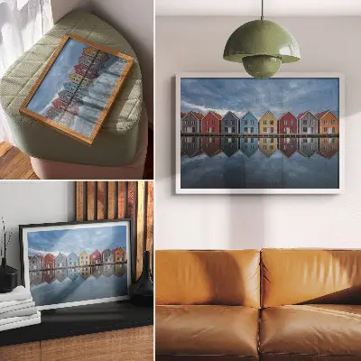 Photo canvas colorful houses with a modern symmetrical design