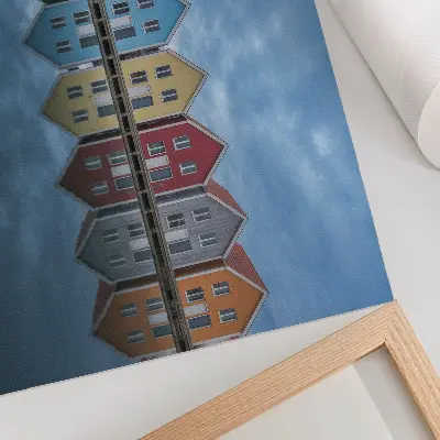 Photo canvas colorful houses with a modern symmetrical design