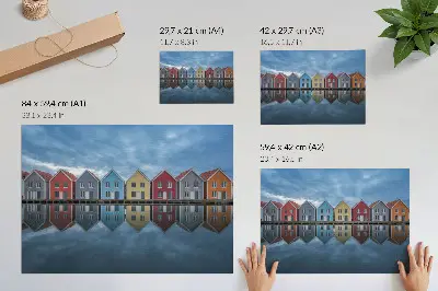 Photo canvas colorful houses with a modern symmetrical design
