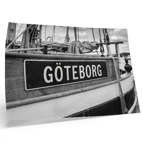Black and White Retro Boat Poster detail of a retro boat in black and white