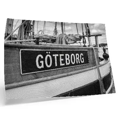 Black and White Retro Boat Poster detail of a retro boat in black and white