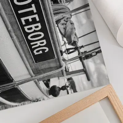 Black and White Retro Boat Poster detail of a retro boat in black and white
