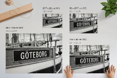 Poster Detail of a black and white retro boat