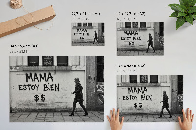 Photo canvas Contrasting urban scene with black and white graffiti