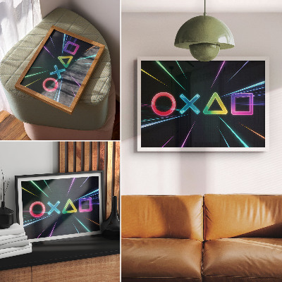Poster Neon geometric shapes in motion