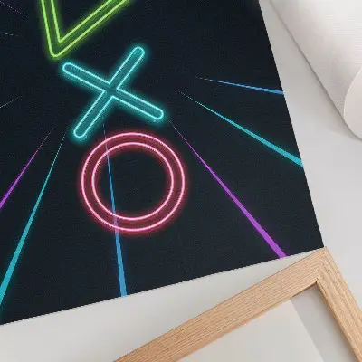 Photo canvas featuring neon shapes and dynamic futuristic colors