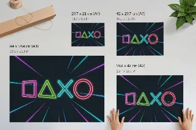 Photo canvas featuring neon shapes and dynamic futuristic colors