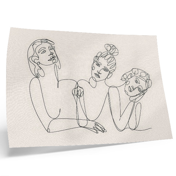 Decorative canvas print Black and white lines, delicacy, intimacy of the characters