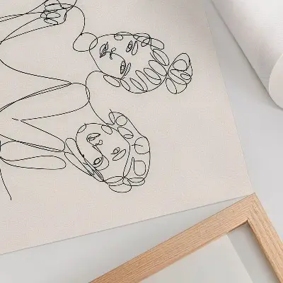 Decorative canvas print black and white lines depicting the intimacy of characters