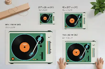 Retro gramophone poster with contrasting geometric colors