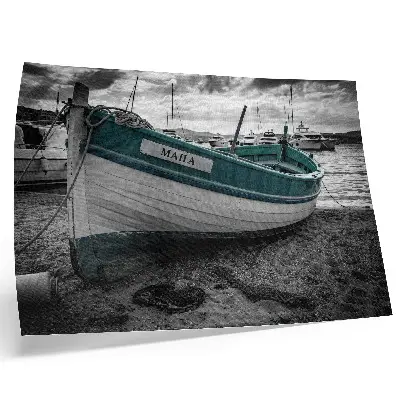 Photo canvas boat on the beach depicting a peaceful dream adventure