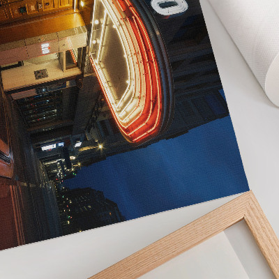Decorative canvas print Retro cinema neon lights red cream