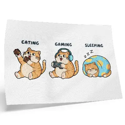 Funny cats illustration poster cute and fun design