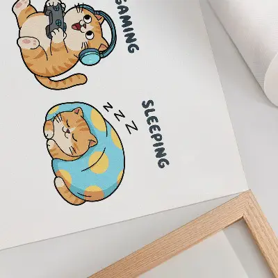 Funny cats illustration poster cute and fun design