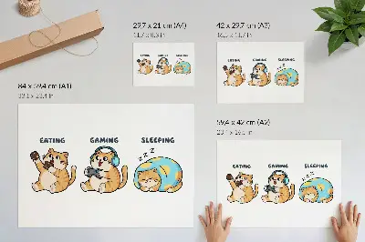 Funny cats illustration poster cute and fun design