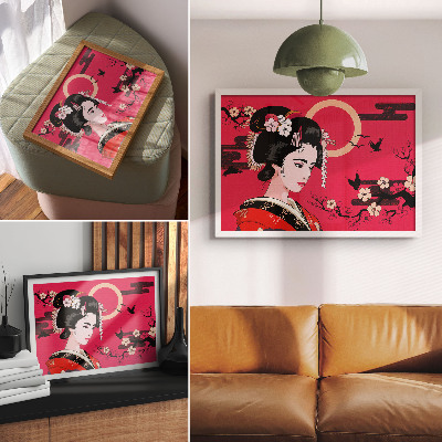 Poster Oriental motifs modern flower composition