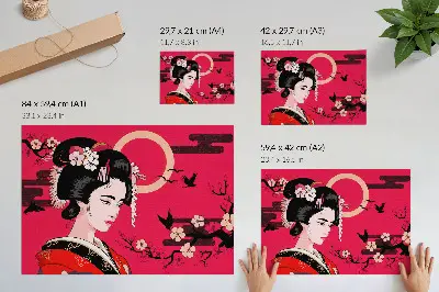 Modern flower composition poster oriental motifs