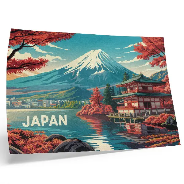 Photo canvas featuring a colorful Japanese mountain lake scene