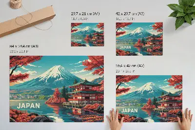 Photo canvas featuring a colorful Japanese mountain lake scene