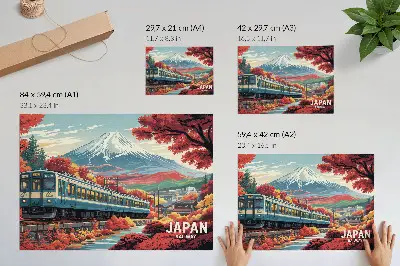 Decorative canvas print a train against a mountain landscape with autumn colors
