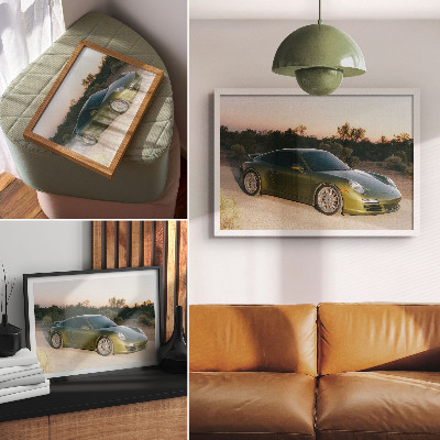 Photo canvas Sports car green desert sunset