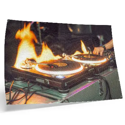 Photo canvas featuring an energetic mix of flames and electronics