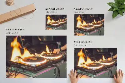Photo canvas featuring an energetic mix of flames and electronics
