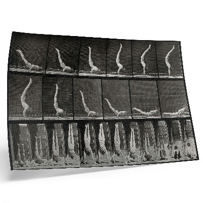 Decorative canvas print A man standing on his hands from a supine position. Phototype after Eadweard Muybridge, 1887.