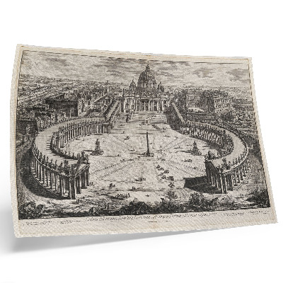 Decorative canvas print The courtyard in front of the Vatican with two long, curved colonnades topped with sculptures