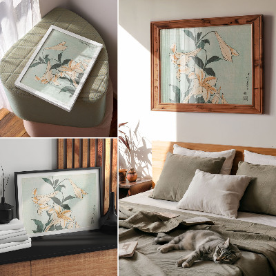Photo canvas Lilies (ca. 1833–1834) in high resolution by Katsushika Hokusai