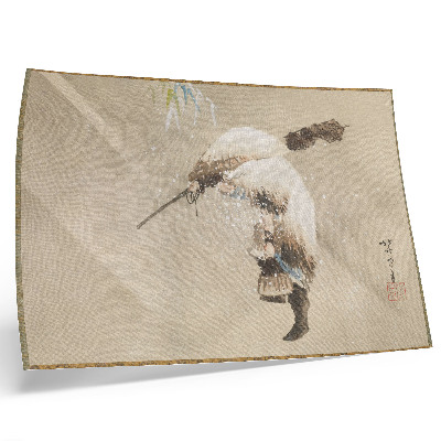 Decorative canvas print A Fisherman Carrying a Net in the Snow (ca. 1821) in high resolution by Katsushika Hokusai