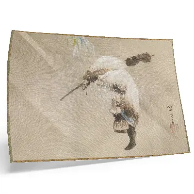 A Fisherman Carrying a Net in the Snow by Katsushika Hokusai decorative canvas print in high resolution
