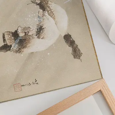 A Fisherman Carrying a Net in the Snow by Katsushika Hokusai decorative canvas print in high resolution