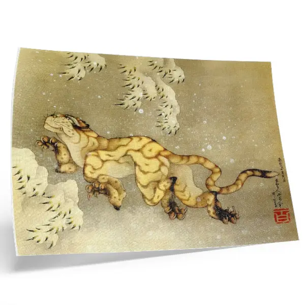 Photo canvas Katsushika Hokusai Tiger in the Snow, 1849 hanging scroll reproduction