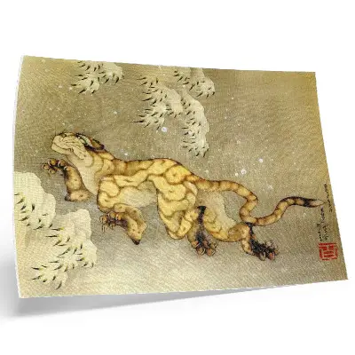 Photo canvas Katsushika Hokusai Tiger in the Snow, 1849 hanging scroll reproduction