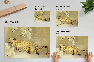 Photo canvas Katsushika Hokusai Tiger in the Snow, 1849 hanging scroll reproduction