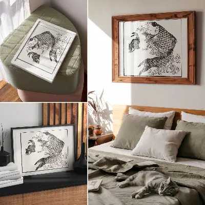 Hokusai's Carp canvas print a decorative Japanese animal illustration