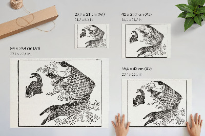 Decorative canvas print Hokusai's Carp, a Japanese animal illustration